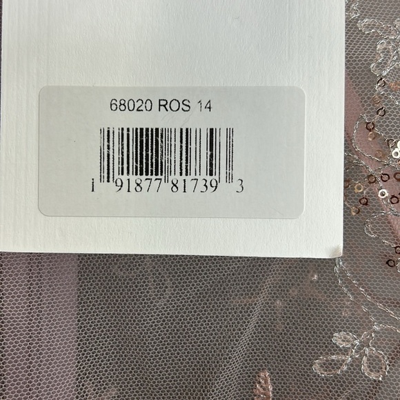 Mac Duggal 68020 NWT Embellished Illusion Long Sleeve Midi Dress in Rose - Picture 11 of 12